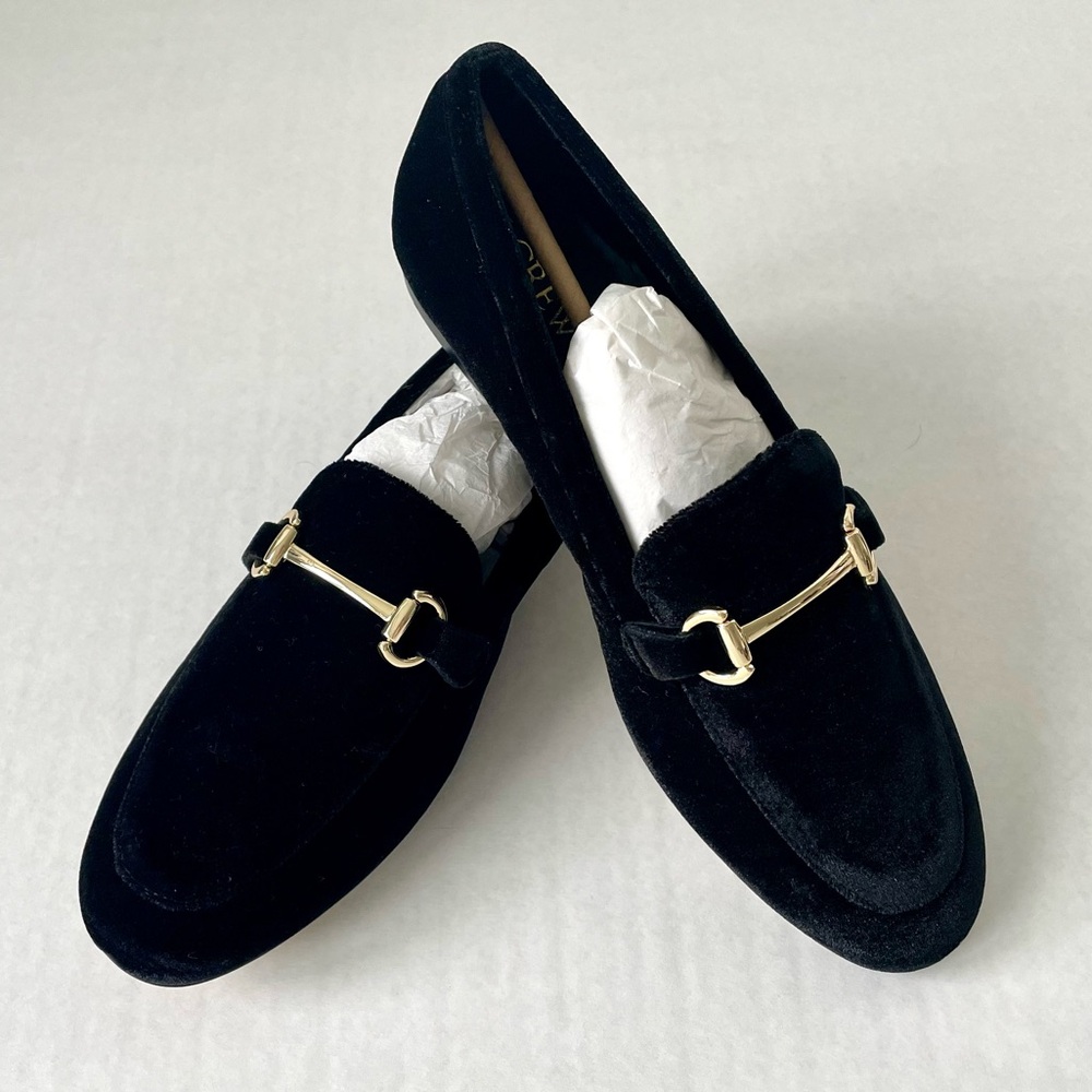 *NIB* J. Crew Velvet Bit Slip-On Loafers / Flats in Black - Picture 14 of 15